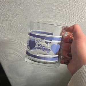 Vintage Libby Country Hearts Clear Mugs- Set of 2